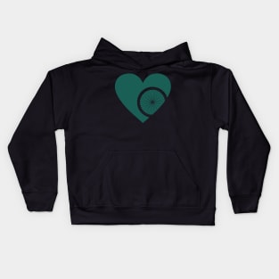 Heart with Mountain Bike Wheel for Cycling Lovers Kids Hoodie